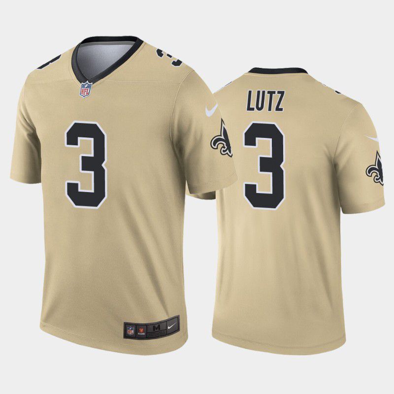 Men New Orleans Saints 3 Wil Lutz Nike Gold Inverted Legend NFL Jersey